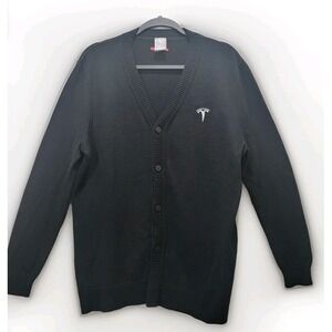 TESLA Cardigan Sweater Botton Up Men's Medium Black‎ Knit Casual